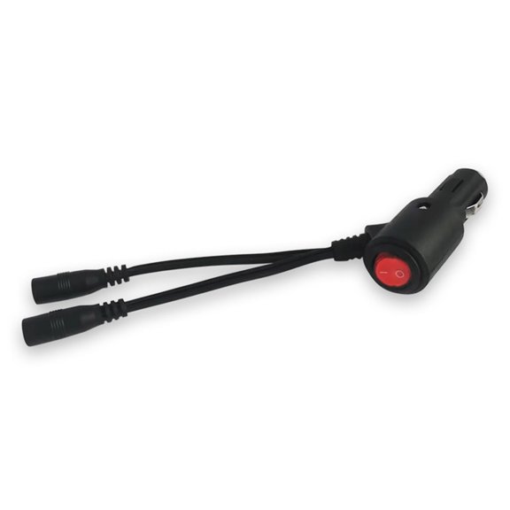 Car Cigarettes Lighter to 2xDC5.5x2.1mm Female Power Cord Extension Cable Wire with Switching Control Button for Car Fan