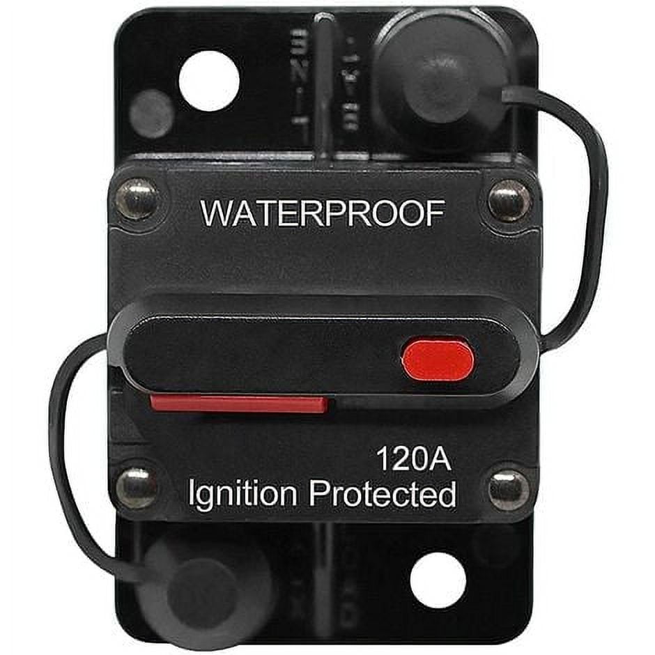 Car Circuit Breaker 30A - 150A, DC 12V - 48V Waterproof Circuit Breaker with Manual Reset for Motor Auto Car Marine Boat Bike Stereo Audio, 120A
