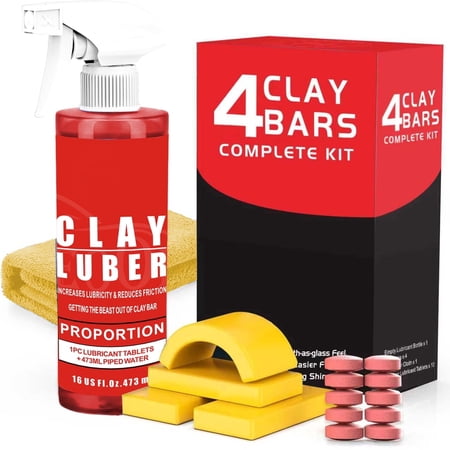 GZCQZ Car Detailing Clay Bar Kit with Lubricant Tablets, Spray Bottle and Microfiber Towel, 16-Piece Set