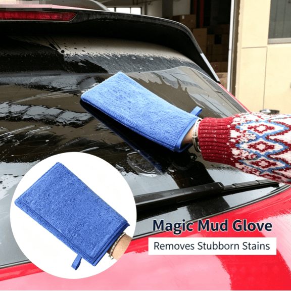 Car Clay Mitt 2 Pack, Magic Mud Glove Reusable Microfiber Auto Detailing Clay Bar Wash Glove, Stubborn Stain Remover for Car Paint Glass Wheel Cleaning