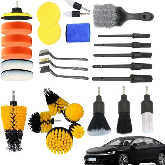 Car Cleaner Kit,29-Pieces Reusable Stain Remover,Car Interior Detailing Kit - for Automobile Bathroom Seat Dashboards Tire Grooves Air Vents
