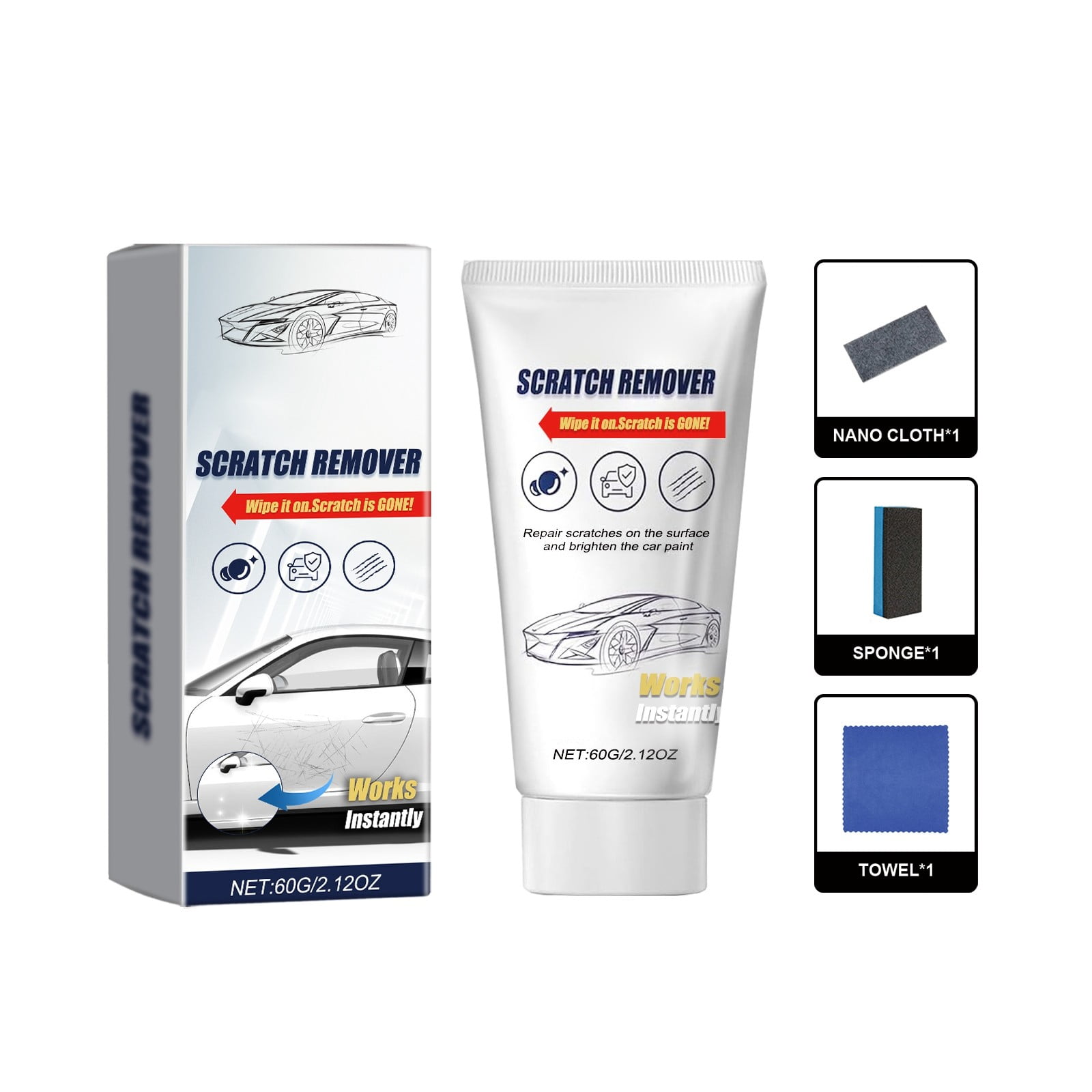 Car Cleaning Brush Car Scratch Nano Flash Cloth Kit Car Body Polish