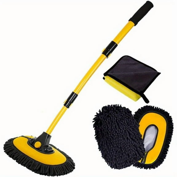 Car Cleaning Brush Car Wash Brush Telescopic Long Handle Cleaning Mop Chenille Broom Car Accessories Microfiber Adjustable Length Car Cleaning Brush