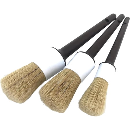 Car Cleaning Brush Interior, Multi-Purpose Boars Bristles Car Detail Brushes, Ultra Soft Detail Brush Clean Interior Or Exterior, Wheels, Tires, Engine Bay, Leather Seats, Car Detailing Mafang
