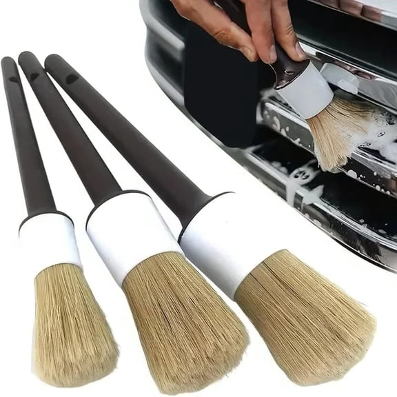 Car Cleaning Brush Set 3PCS Soft Bristle Detail Brushes for Dashboard Air Vent Interior Exterior Cleaning