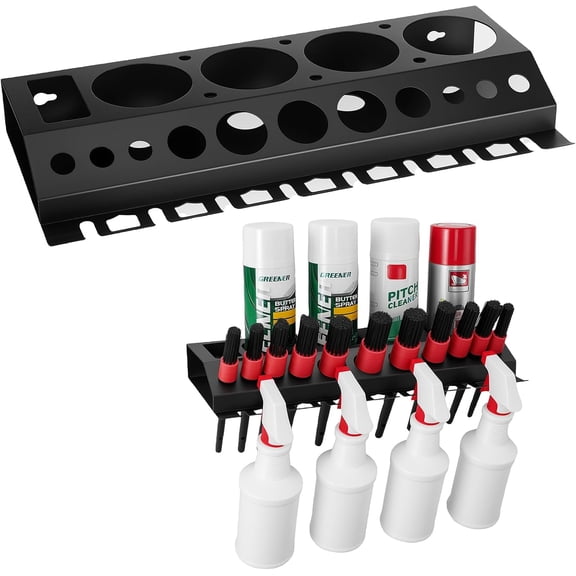 Car Cleaning Brush and Spray Bottle Storage Rack, Wall Mount Bottle Organizer Detailing Brush Organizer HolderCar Beauty Shop Accessory DisplaySpray Containers Tool for Auto Repair Shops Garages