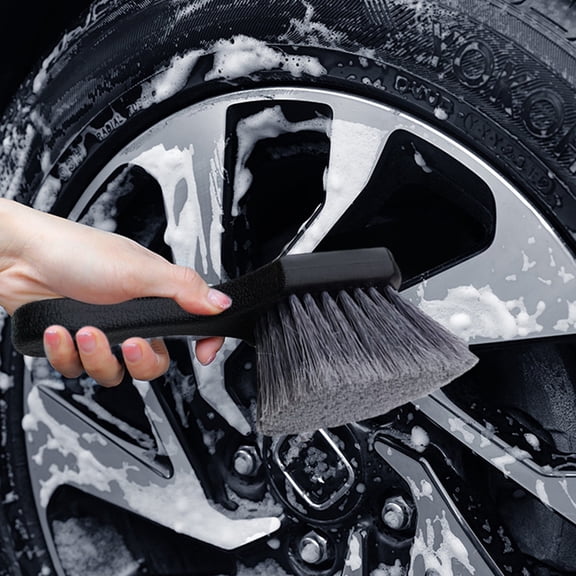 Car Cleaning Brush Tire Rim Wheel Soft Bristle Short Handle Tool, Non Scratch Dirt Removal For Wheels Hub Cap Auto Wash, Car Detailing Garage Cleaning and Vehicle Maintenance Use