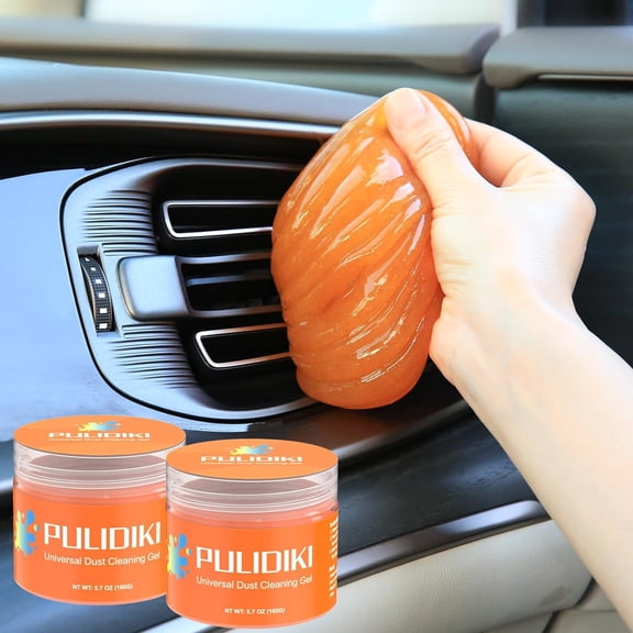 Car Cleaning Gel for Car Cleaning Putty Car Putty Auto Detailing Tools Car Slime Cleaner Dust Cleaning Gel for Car Interior Cleaner Car Accessories Keyboard Cleaner Orange (2Pack)
