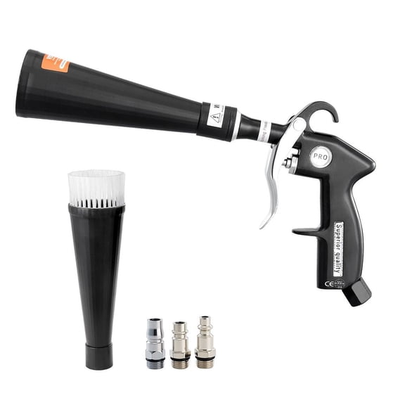 Car Cleaning Gun 6-9.2 Bar High-Pressure Air Blow Gun 2 Nozzles Blasts Dirt Dust