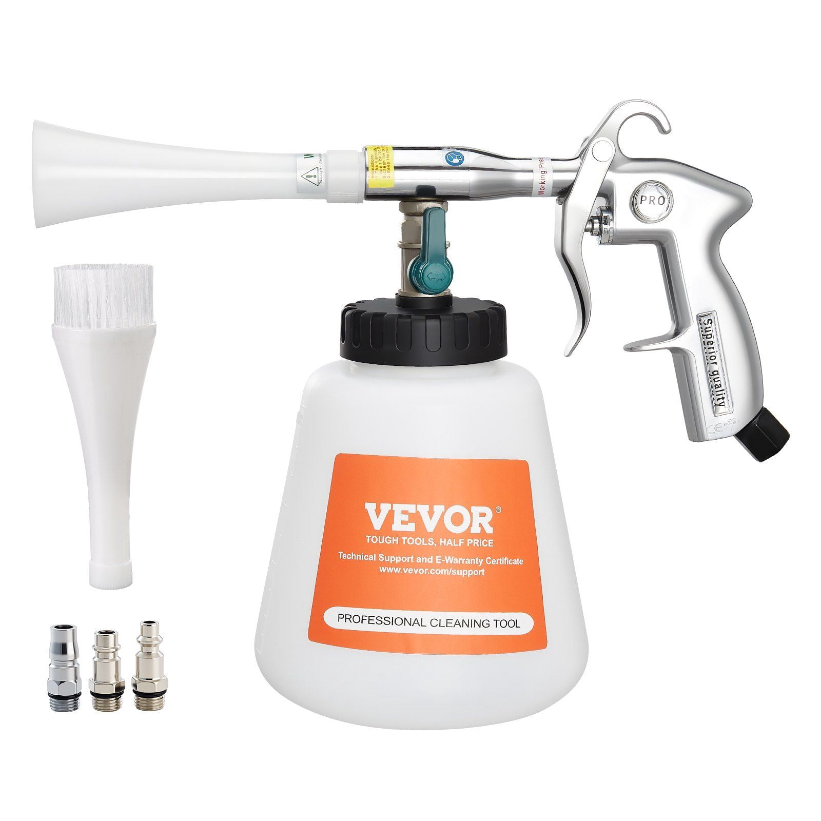 Car Cleaning Gun High Pressure Air Blow Gun 6-9.2 Bar with 2 Nozzles 1L Liquid Bottle Vortex Cleaning Gun Blasts Dirt Dust Works with 1/4 NPT Air Compressor