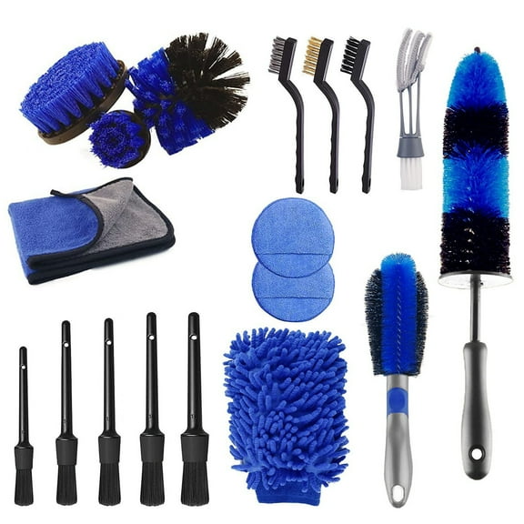 Car Cleaning Tool Kit with Brush Set Auto Detailing Automatic Detail Drill Sets Wash Paint Polishing for Wheel Dashboard