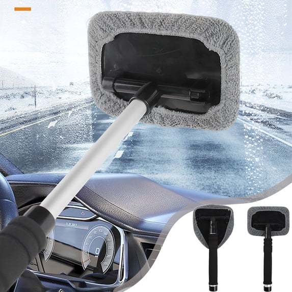Car Cleaning Tool – Telescopic Glass Cleaning Brush, Washable Plastic Window Wiper, Gray, Compact Design, 51cm, Deep Gap Removal, Lightweight, Durable, 1 Pc