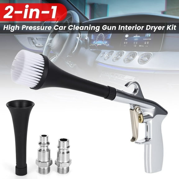 Audew Pressure Car Cleaning Gun Interior Dryer Kit 360-Degree Swivel Air Blow Gun with Tapered Nozzle and Detail Brush for Efficient Cleaning