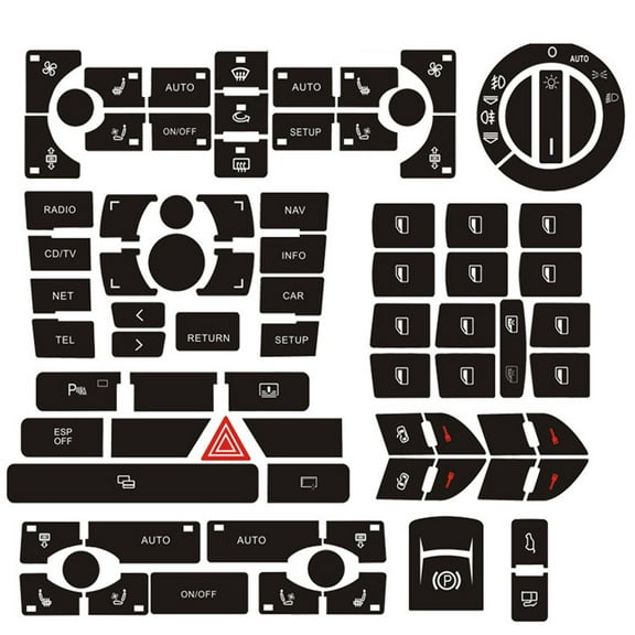 Car Clima Control Button Repair Decals Stickers- Worn Knob Switch for Audi- A8 D3 Interior Accessories ESP- Headlight Adjustment