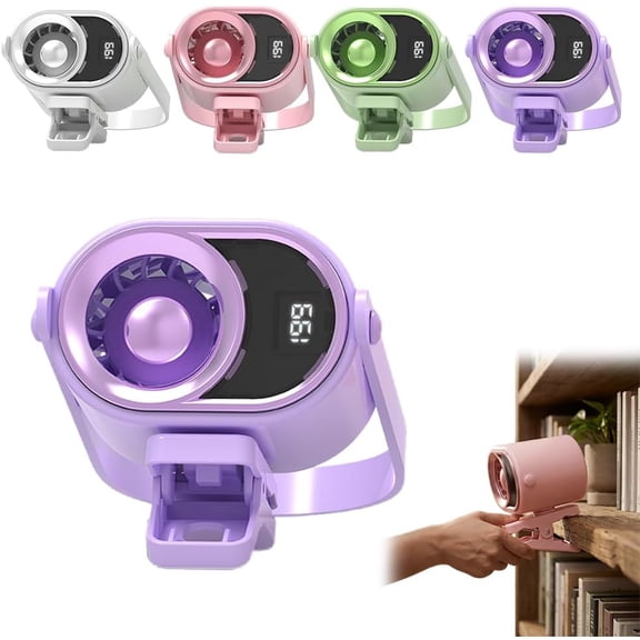 Car Clip on Air Conditioner Fan, 2026 New Portable Rechargeable Hands-Free Cooling Fan with LED Display, 360° Rotation Mini Clip on Personal Fan for Cars Truck Walking Camping (Purple)