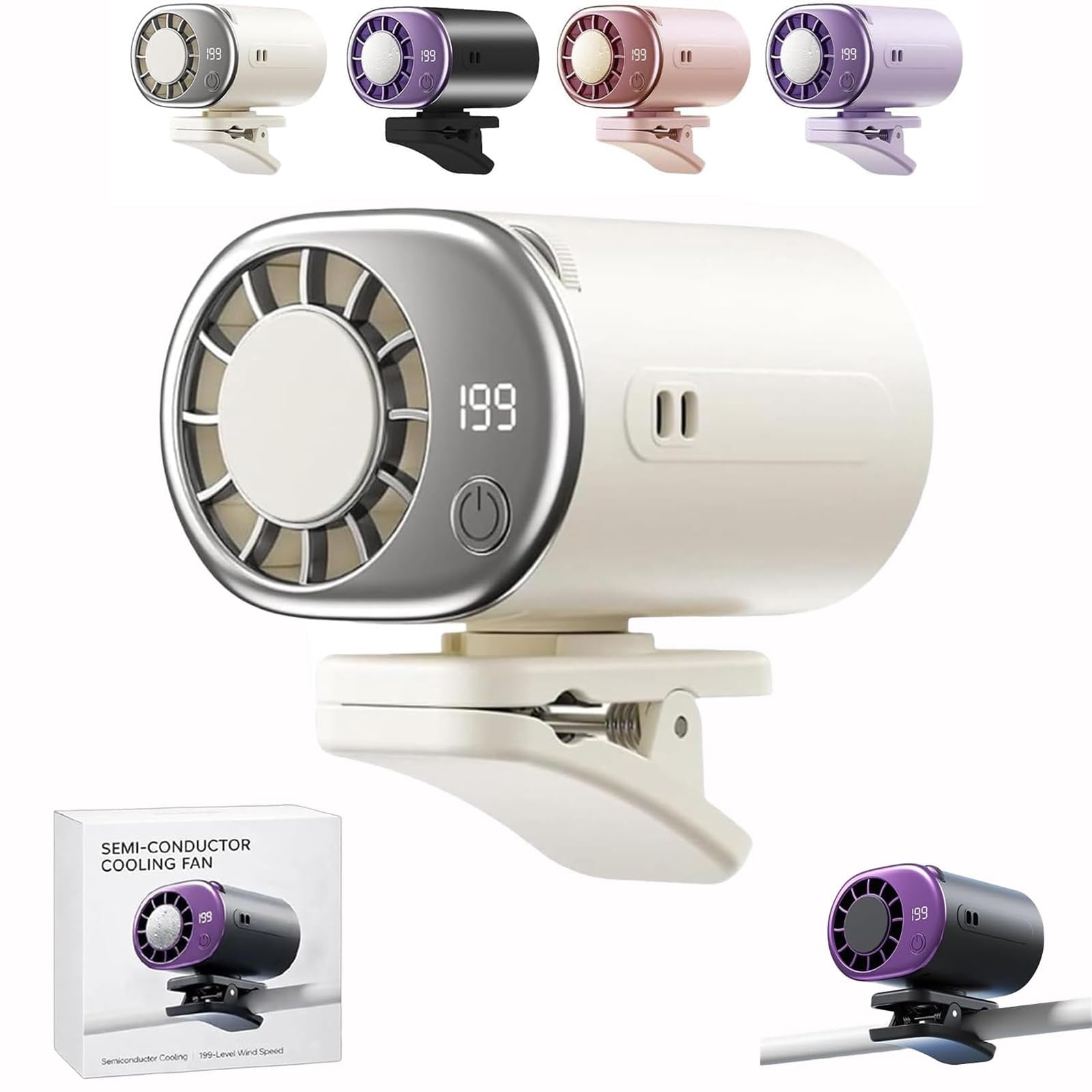Car Clip on Air Conditioner Fan with LED Display 2026 Portable Car AC ...