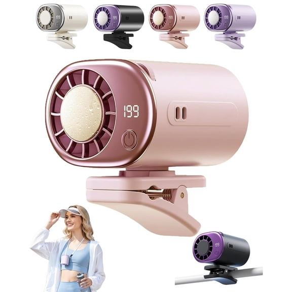 Car Clip On Air Conditioner Fan with LED Display – 360° Rotation, Portable Mini Cooling System, USB Rechargeable, 199 Speeds, 16℃ Semi-Cooling (2000mAh)
