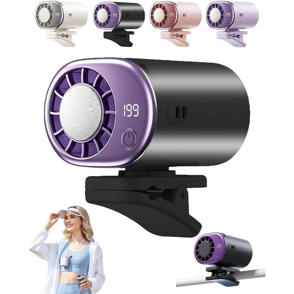 Car Clip On Air Conditioner Fan with LED Display - 360° Rotation, USB Rechargeable, 199 Speeds Adjustable, 16℃ Semi-Cooling Wide Clamp for Any Scenario