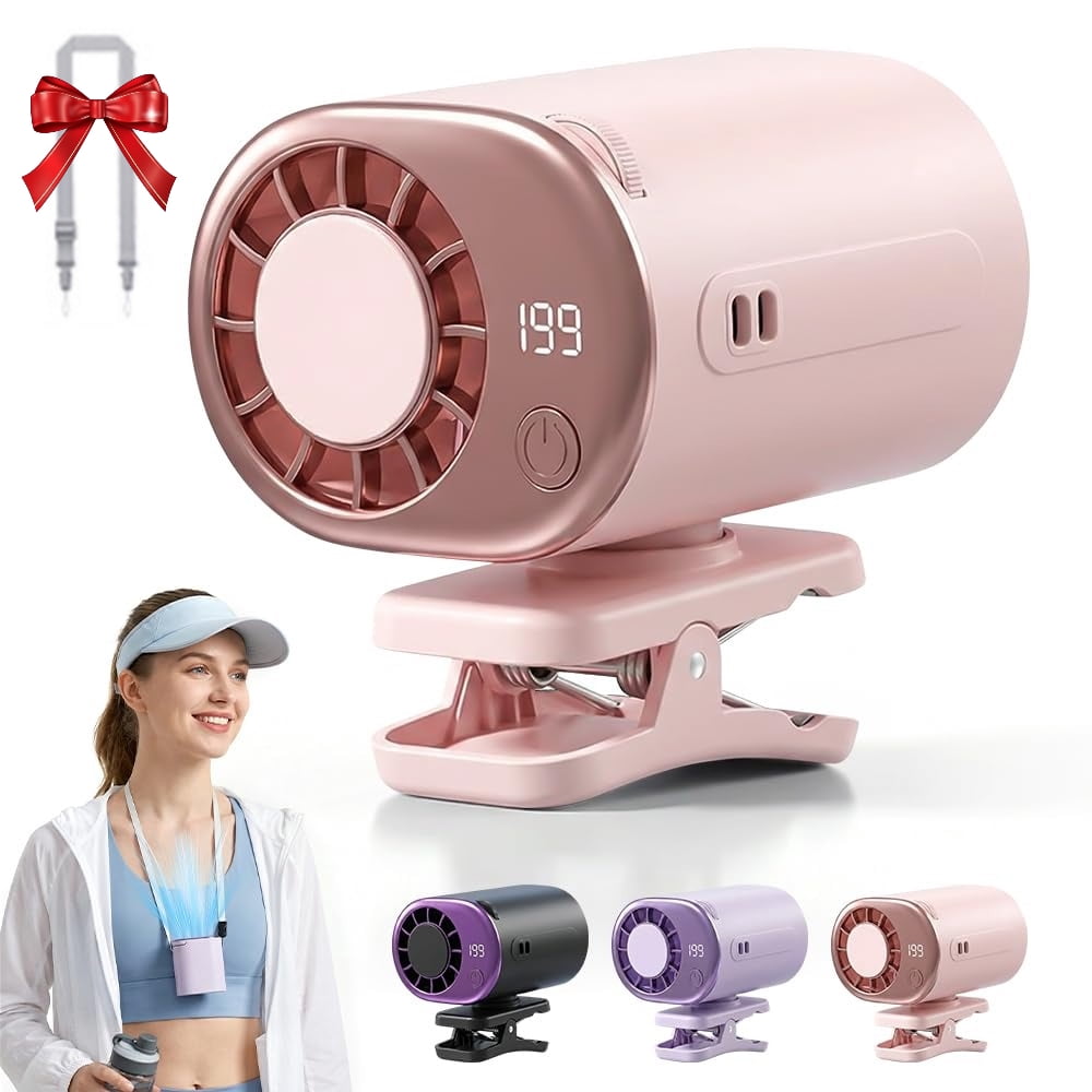 Car Clip on Air Conditioner Fan with LED Display, Upgraded 360° Rotation, 199 Speeds & Semi-Cooling Technology, USB Rechargeable Personal Fan, Hands-Free Clip on Fan for Cars, Work, Camping