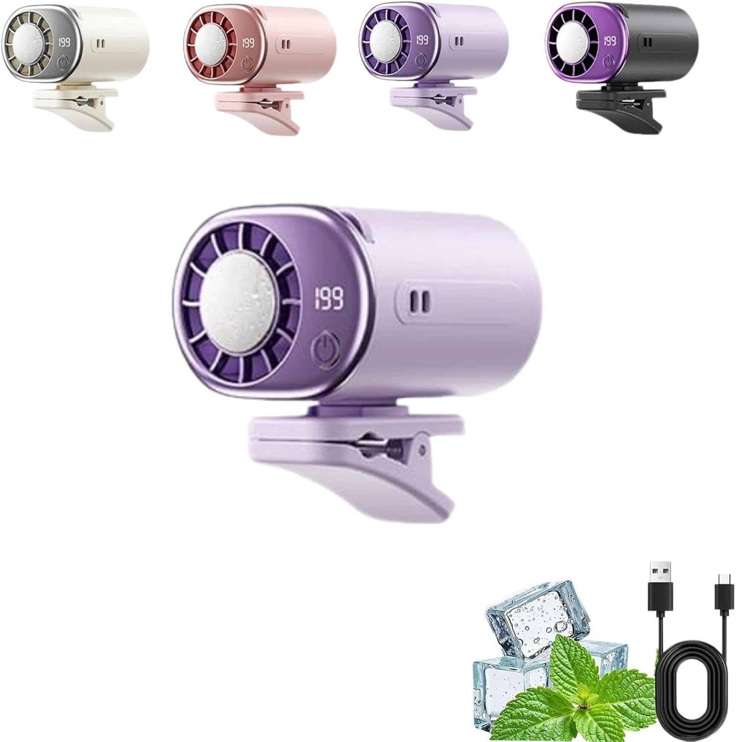 Car Clip on Fan Air Conditioner with LED Display, 2026 New 360 ...