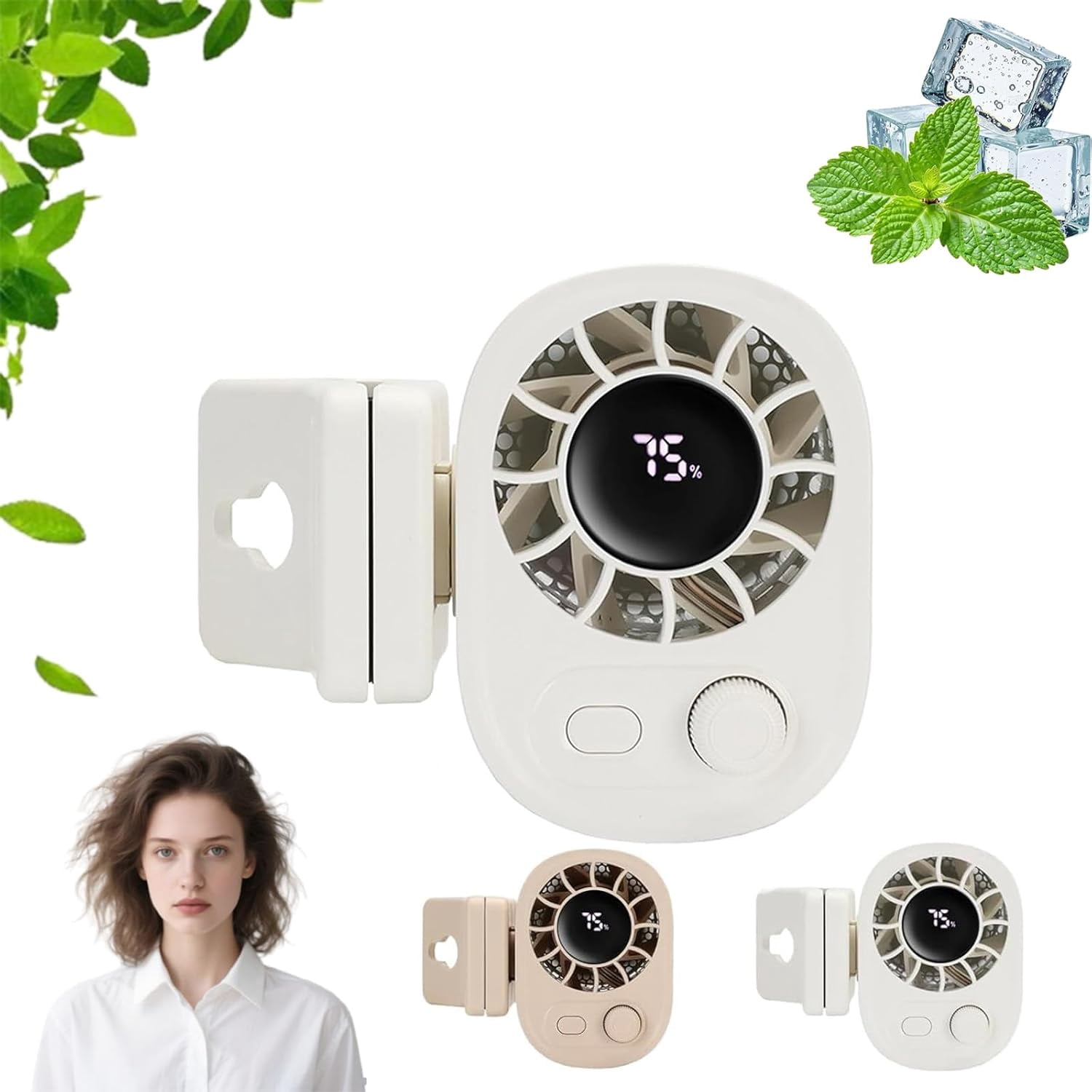 Car Clip on Fan with LED Display, Portable USB Rechargeable Small Electric Fan with 1800mah Battery, 360° Rotation Car-Mounted Umbrella Clip Personal Cooling Fans, For Cars, Camping