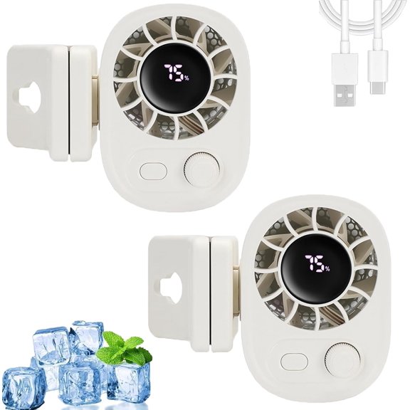 Car Clip Fan, Powerful Silent Fan, USB Powered Car, Adjustable Angle, Suitable for Back Seats, Sunshades, Office Desks (White*2)