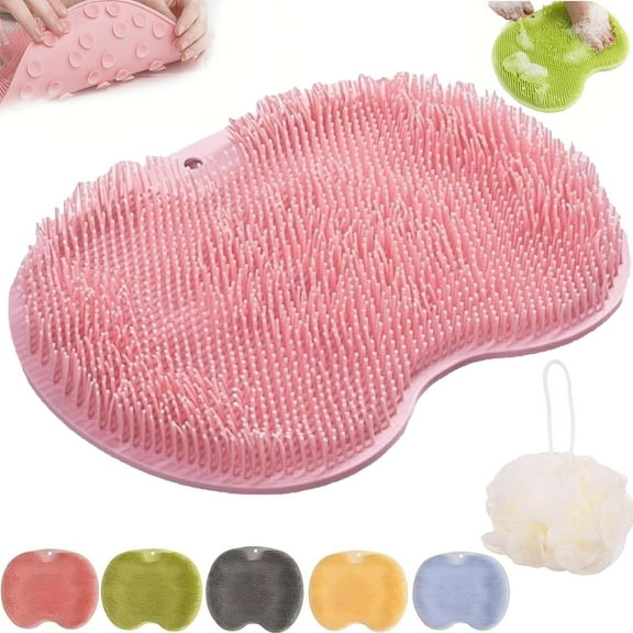 Rufenpurify Silicone Shower Foot Scrubber Mat, Hands-Free Silicone Foot Scrubber Mat, Solespa Foot Scrubber, Shower Foots & Back Scrubbers Mat with Non-Slip Suction Cups