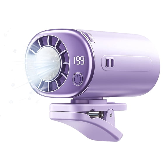 Car Clip-On Air Conditioner Fan with LED Digital Display, 360° Rotatable, 199 Adjustable Wind Speeds, USB Rechargeable Personal Cooling Fan for Car Visor, Backseat, RV, Truck & Office Desk