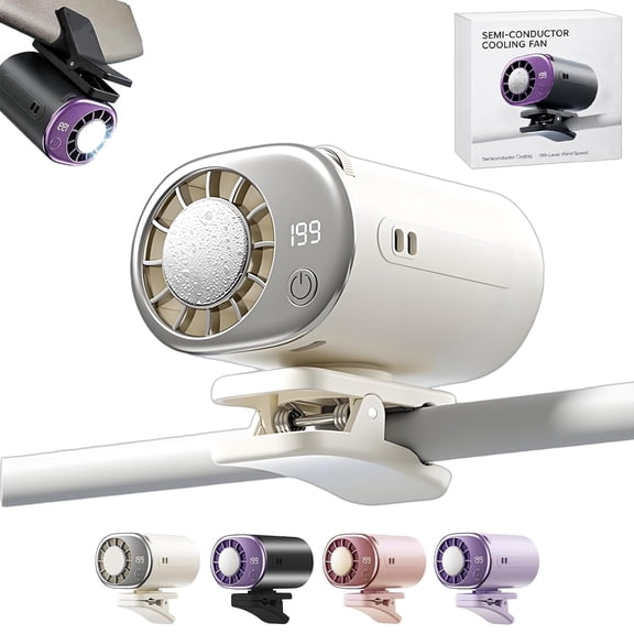 Car Clip On Air Conditioner Fan with 16°C Semiconductor Cooling Chips, 199 Speeds Adjustable & LED Display 360° Rotation, Portable Personal Cooler