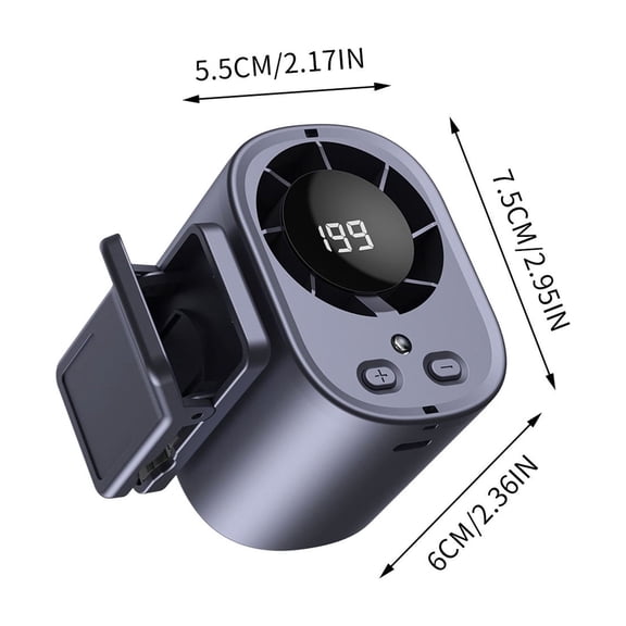 Car Clip-On Fan With Led Display, Portable Vehicle Cooling Fan, 360° Adjustable Wind For Dashboard, Seat & Stroller, Auto Accessory Black Free Size