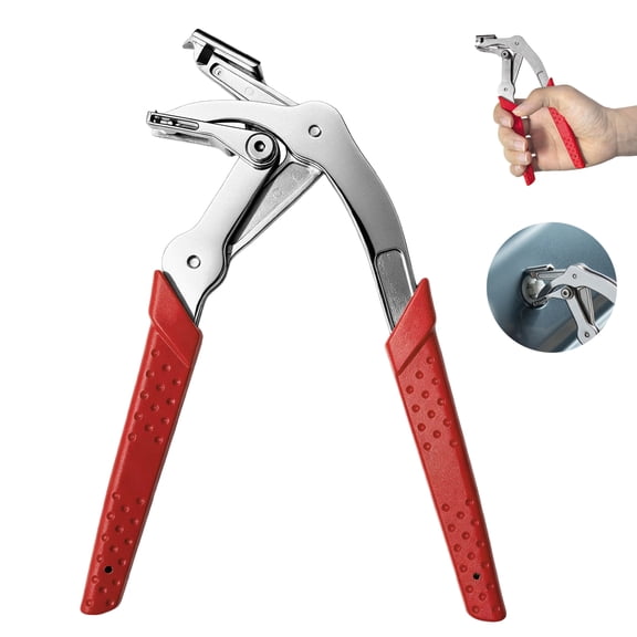 Car Clip Pliers and Panel Clip Removal Tool, Spring Loaded Fastener Rivet Remover with Red Grip Handles, Auto Trim Puller for Door Panels, Interior Clips, Exterior Buckles, Mechanic Repair
