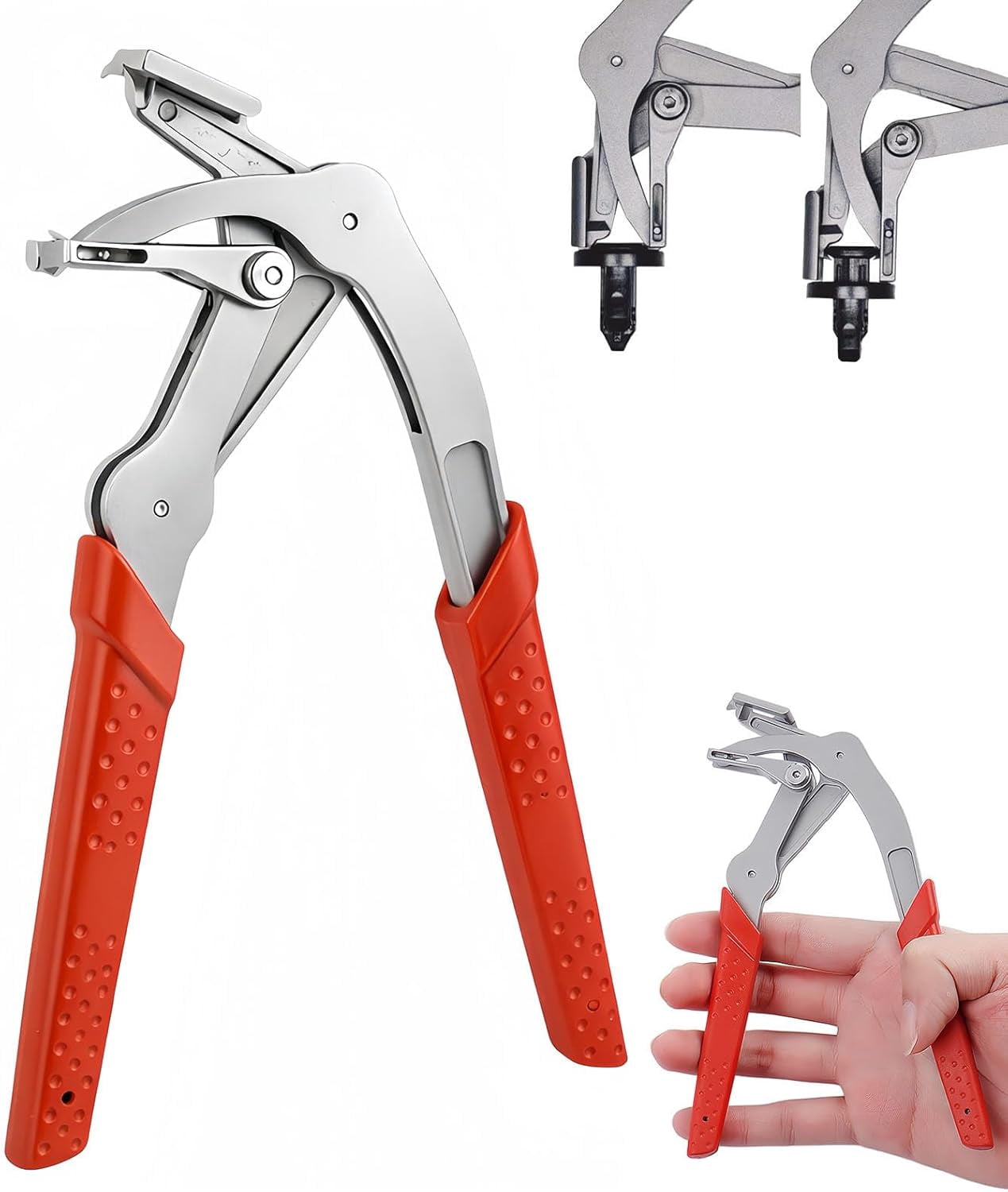 Car Clip Pliers & Trim Removal Tool, Spring-Loaded Fastener Rivet Remover for Auto Door Panels, Interior & Exterior Trim, Mechanic, Damage-Free Disassembly