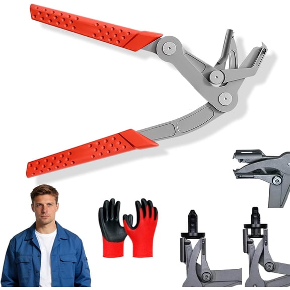 Car Clip Pliers & Trim Removal Tool, Stainless Steel Automotive Clip Removal Pliers, Spring-Loaded Fastener Rivet Remover Disassembly Tool for Auto Door Panels, Interior & Exterior Trim, Mechanic (1)