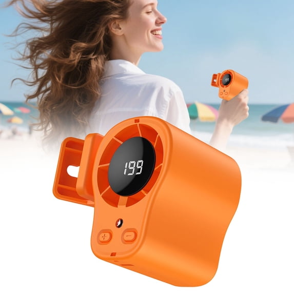 Car Clip on Fan with LED Display, 100 Speed Adjustable, Portable USB Rechargeable 1800mAh with Lanyard, #C
