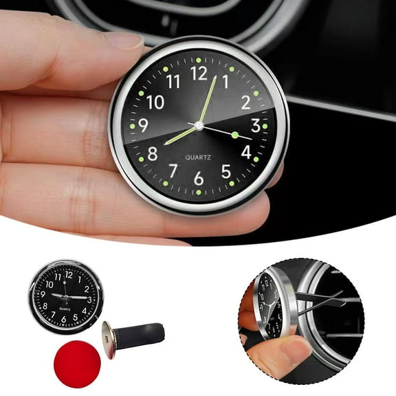 Car Clock Luminous Automobiles Internal Stick-On Mini Digital For Dashboard Air Vent-On Clock Watch Small Luminous For Boat Bike Black