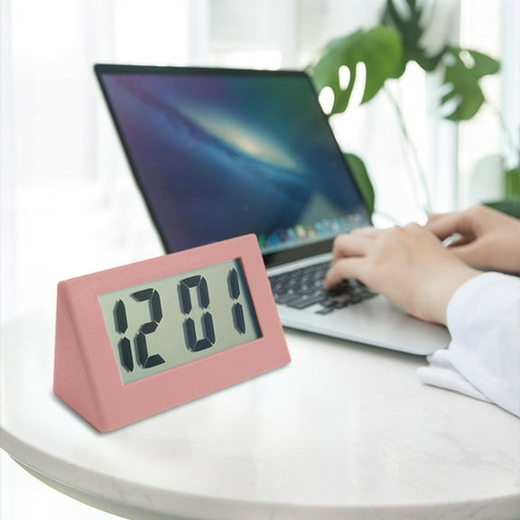 Car Clock, Mini Electronic Clock, Bedside Clock, Promotional Gift, Cute Student, Small Triangles, LCD Display, Battery Powered, Temperature Humidity Measurement, Plastic, Multi-placement Methods