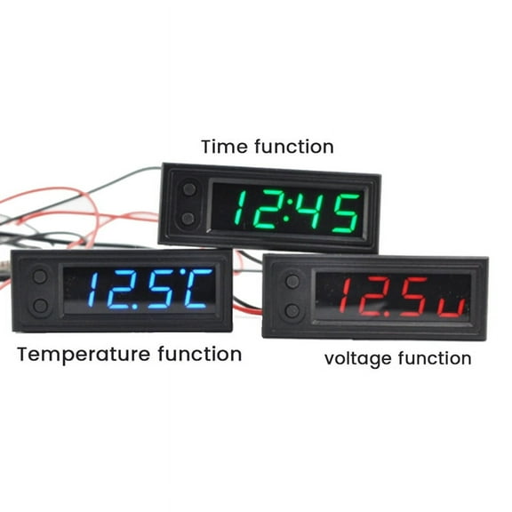 Car Clock Universal Automotive Digital Clock Date LCD Display Electronic Temperature Noctilucent Trim Green