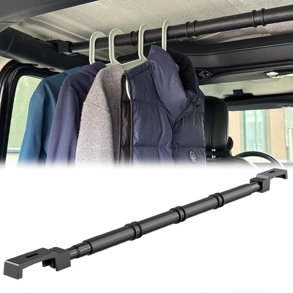 Car Clothes Hanger Bar, 39-64 Inches Adjustable Heavy-Duty Rack Hanger Rod Compatible with 4-Door Jeep Wrangler JL 2018-2025