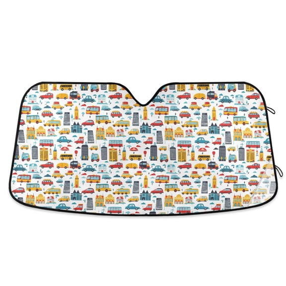 Car Cloud Building Car Windshield Sun Shade Foldable Car Front Window Visor Heat and UV Protection 53x23.5