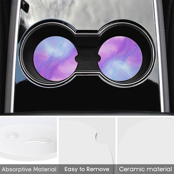 Car Coasters 2 PCS Stone Cup Holder Sweet Pastel Color Absorbent Ceramic Car Cup Coasters Universal Vehicle Non-Slip Car Cup Holder Coaster