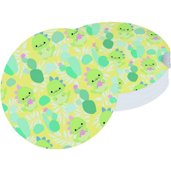 Car Coasters 2 Pack Stone Car Cup Holder Cute Dinosaur Absorbent Drink Car Coaster Ceramic Set Small 2.56 inch Cup Coasters