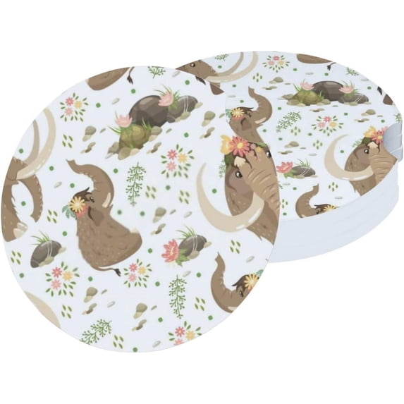 Car Coasters 2 Pack Stone Car Cup Holder Mammoths Absorbent Drink Car Coaster Ceramic Set Small 2.56 inch Cup Coasters