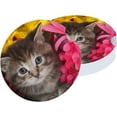 thumbnail image 1 of Car Coasters 6 Pack Stone Car Cup Holder Cat with Colorful Flowers Absorbent Drink Car Coaster Ceramic Set Small 2.56 inch Cup Coasters, 1 of 6