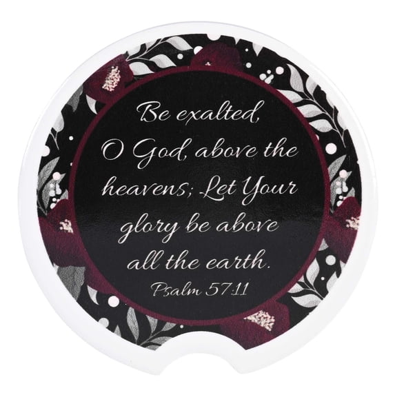 Dicksons CC-35 Be Exalted Let Your Glory Be Above The Earth Black and White 2.7 x 2.7 Ceramic Moisture Absorbing Auto Cupholders, Pack of 2