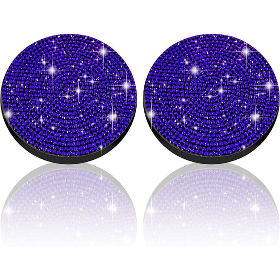 Car Coasters for Cup Holder, 2 Pack Cute Bling Car Cup Holder Coaster with Rhinestone for Women and Girl 2022 Universal Anti Slip Silicone Automotive Interior Accessories Set (All Blue)