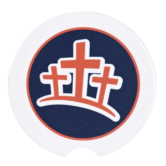 Dicksons CC-43 Triple Cross Graphic Navy Blue And Orange 2.7 x 2.7 Ceramic Moisture Absorbing Auto Cupholders, Pack of 2