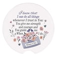 thumbnail image 1 of Dicksons CC-34 I Know That I Can Do All Things Whenever I Trust In You White And Purple 2.7 x 2.7 Ceramic Moisture Absorbing Auto Cupholders, Pack of 2, 1 of 2