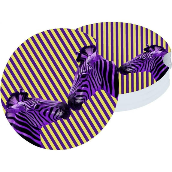 Car Coasters for Cup Holder Absorbent, Car Ceramic Coasters with Finger Notch, Auto Accessories for Men Women Striped Zebra 2 Pack Cup Coasters