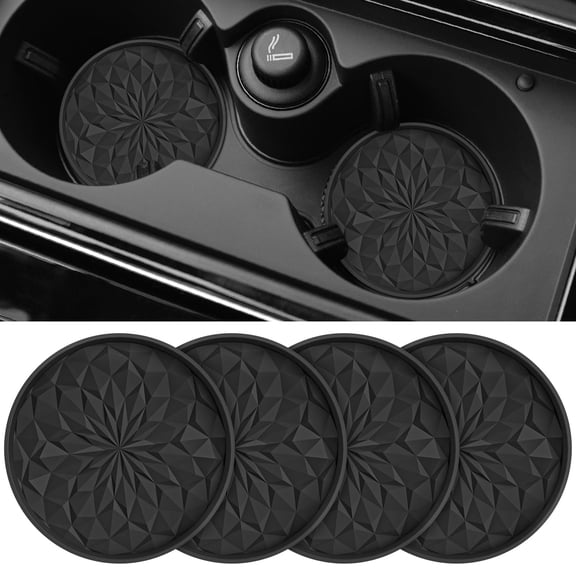 Car Coasters for Cup Holders [4 Pack] - 2.75In Silicone Auto Mug Mats - Universal Non-Slip Recessed Car Interior Accessories