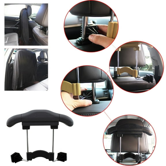 Car Coat Hanger, Folding Car Headrest Back Seat Coat Holder, Multifunctional Car Travel Hanger for Jackets Suit Coat, Car Interior Organizer Accessories for Automotive,RV,Truck,SUV
